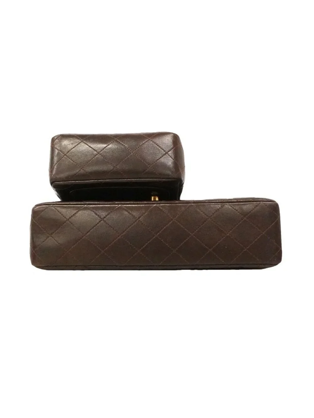 Chanel Handbag Quilted Parent Child Bag Lambskin Brown Gold